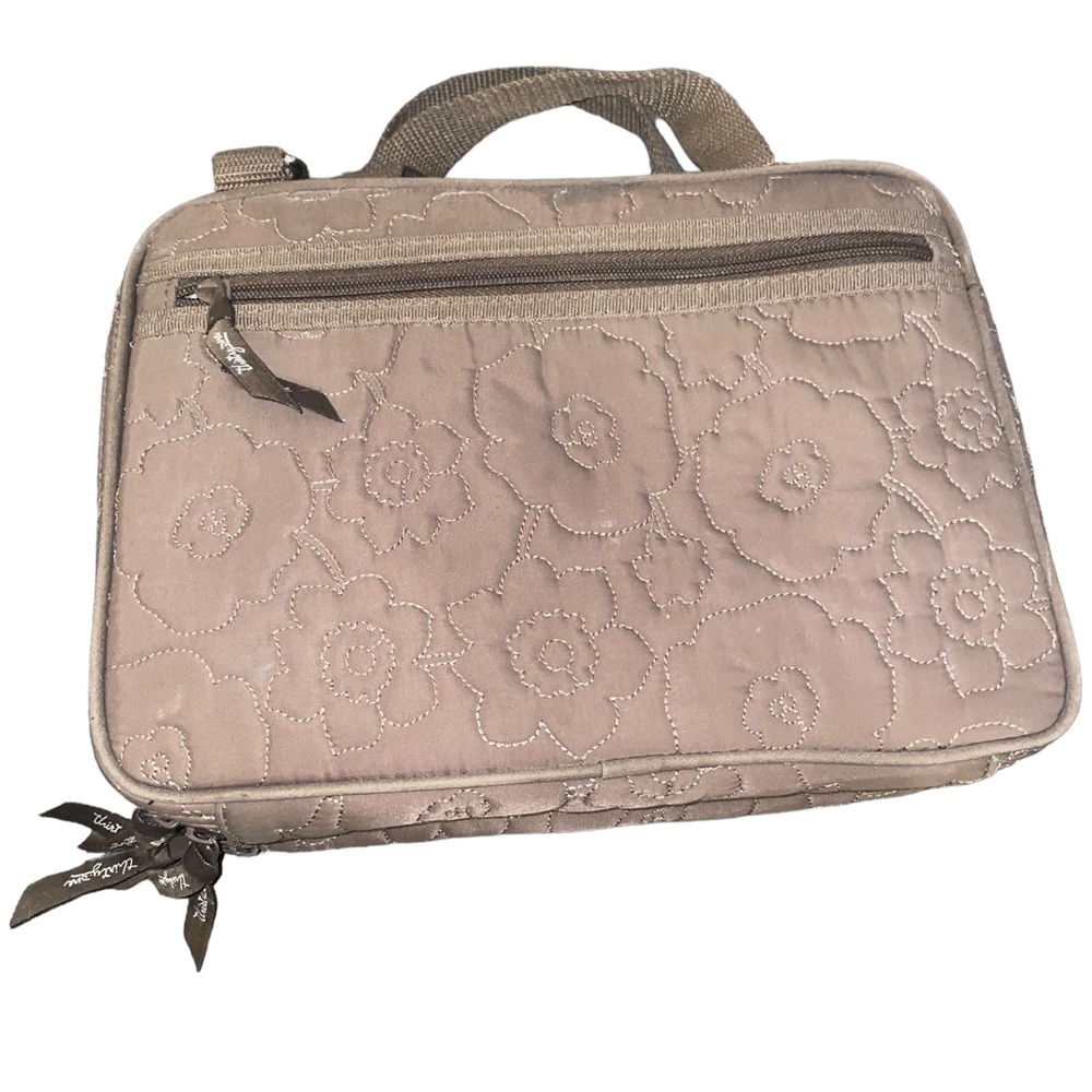 Thirty One Make up Travel bag brown quilted